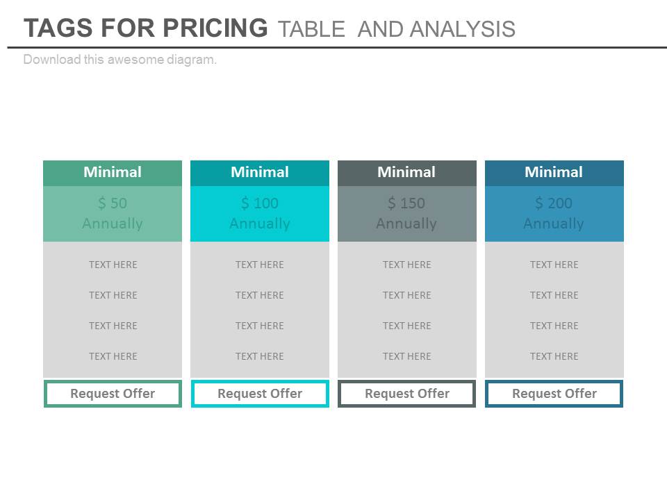 Pricing Comparison Table For Analysis Powerpoint Slides