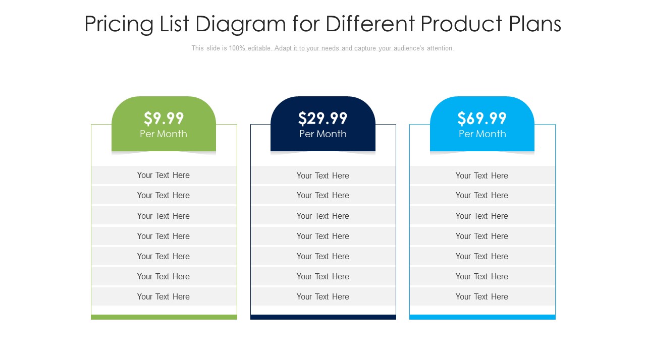 Pricing List Diagram For Different Product Plans Ppt PowerPoint Presentation File Example Topics PDF