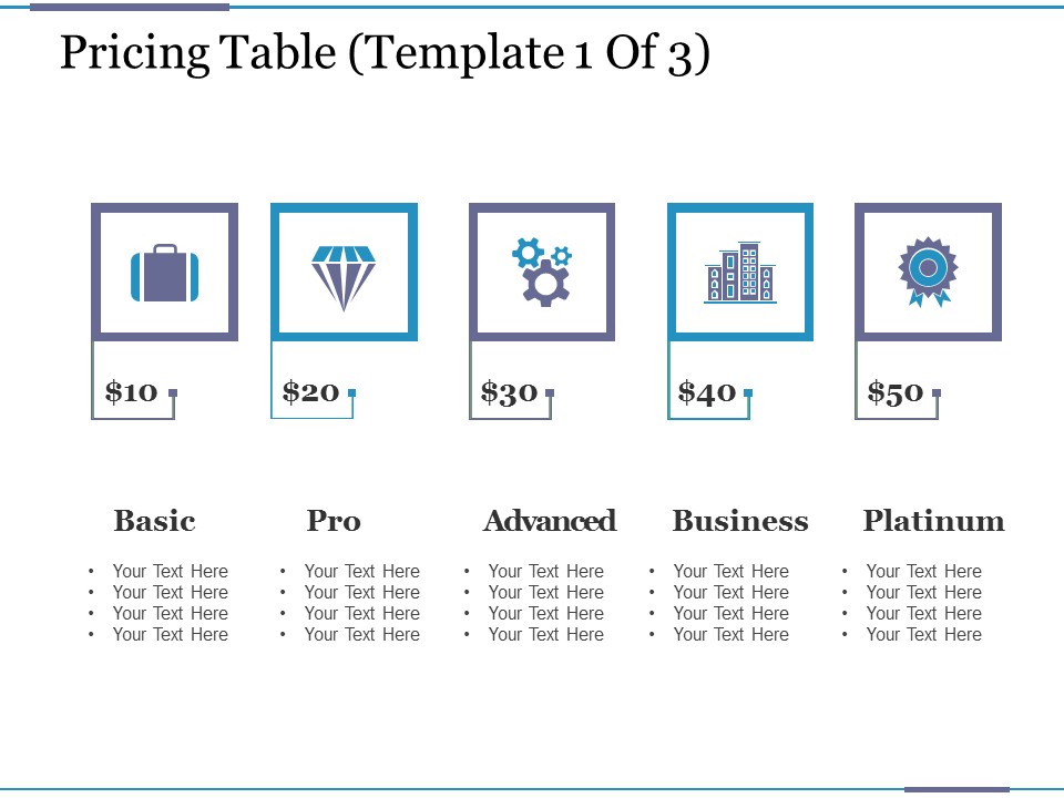 Pricing Table Template 1 Ppt PowerPoint Presentation Icon Rules