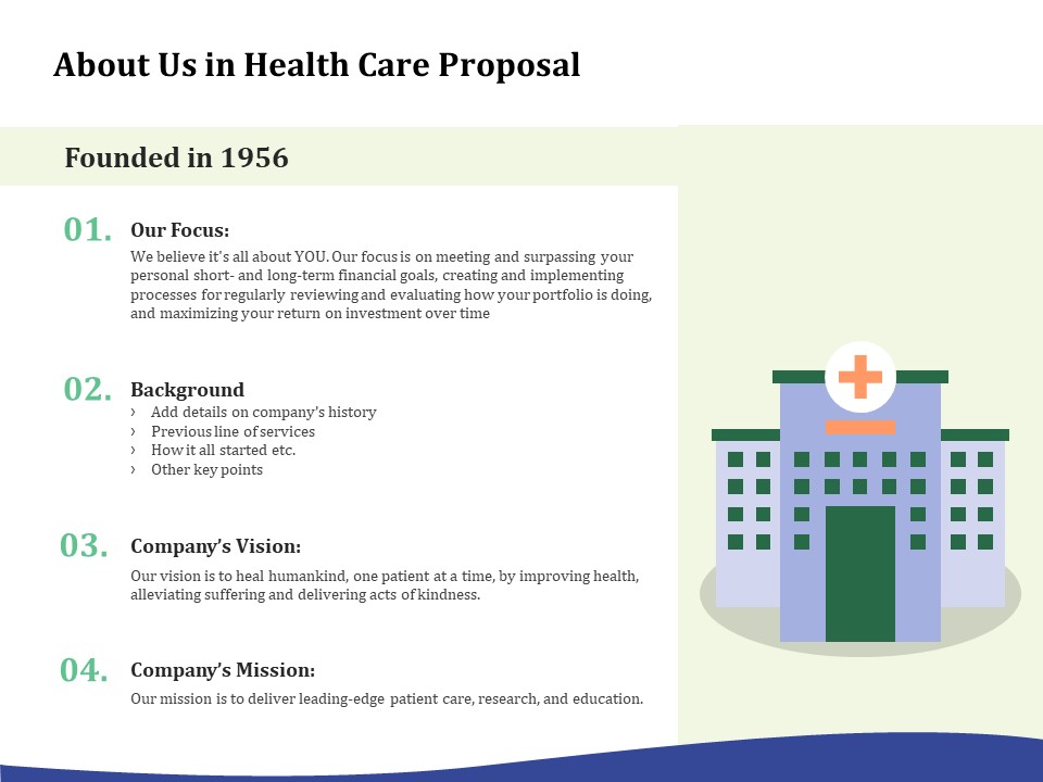 Primary Healthcare Implementation Service About Us In Health Care Proposal Download PDF