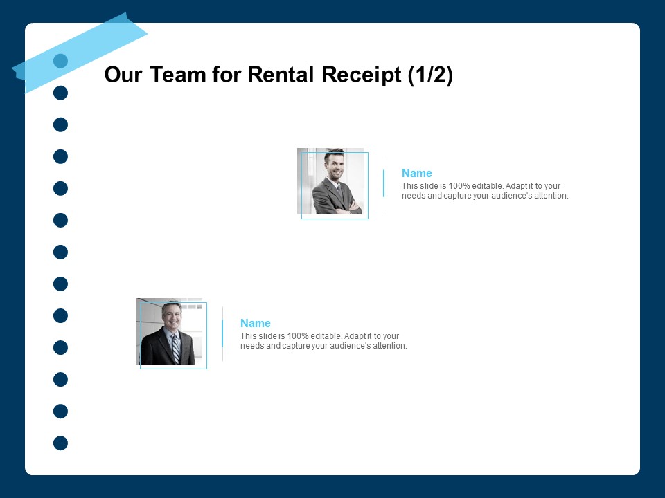 Printable Rent Receipt Template Our Team For Rental Receipt Teamwork Ppt Infographics Images PDF