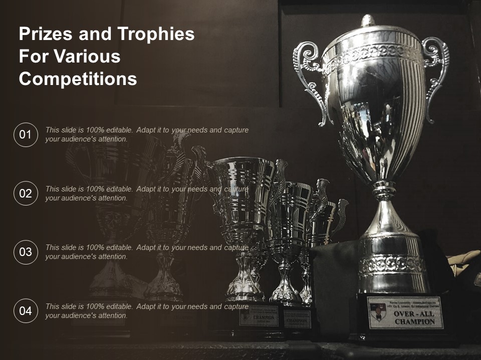 Prizes And Trophies For Various Competitions Ppt PowerPoint Presentation File Visuals PDF