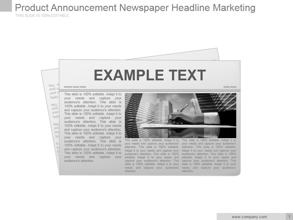 Product Announcement Newspaper Headline Marketing Ppt PowerPoint Presentation Slide Download