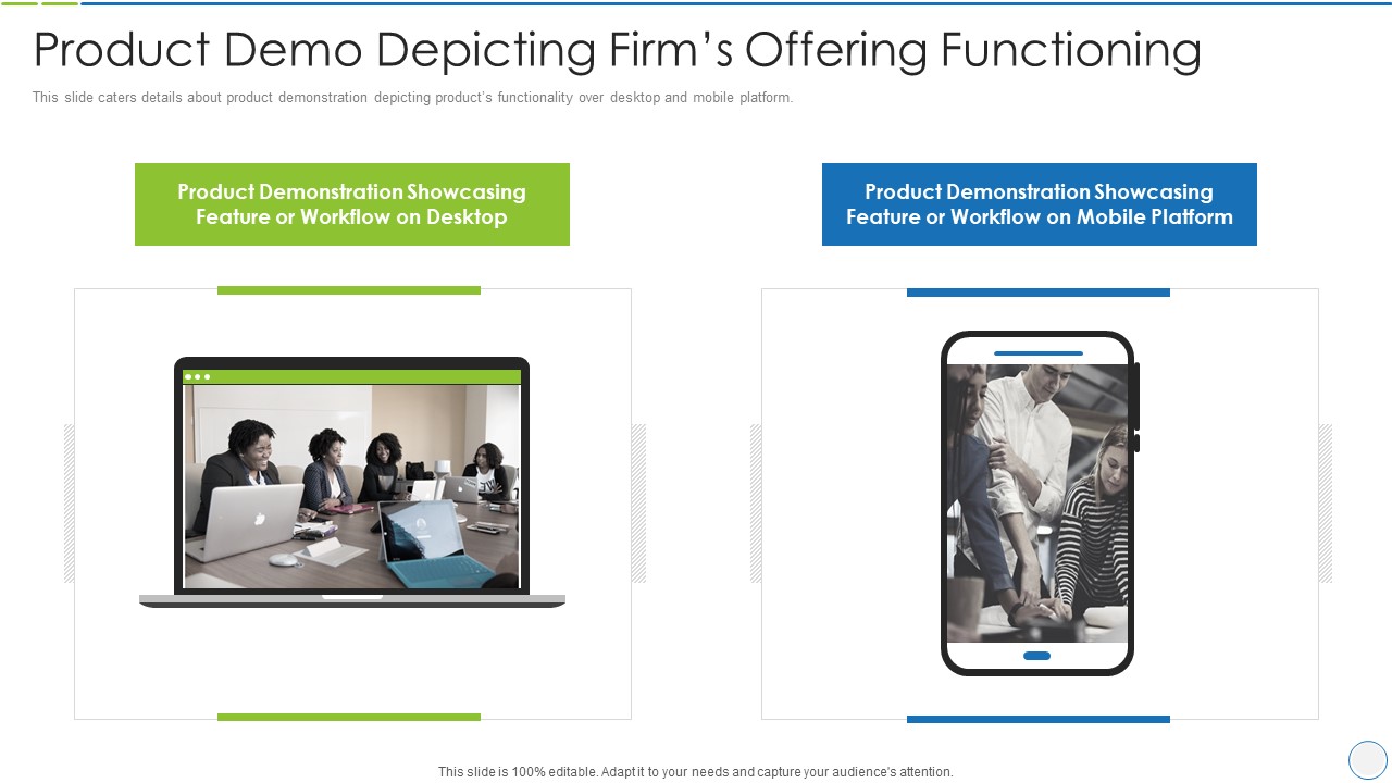 product specification slide product demo depicting firms offering functioning icons pdf
