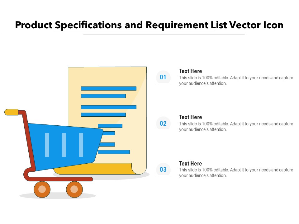 Product Specifications And Requirement List Vector Icon Ppt PowerPoint Presentation Visual Aids Portfolio PDF