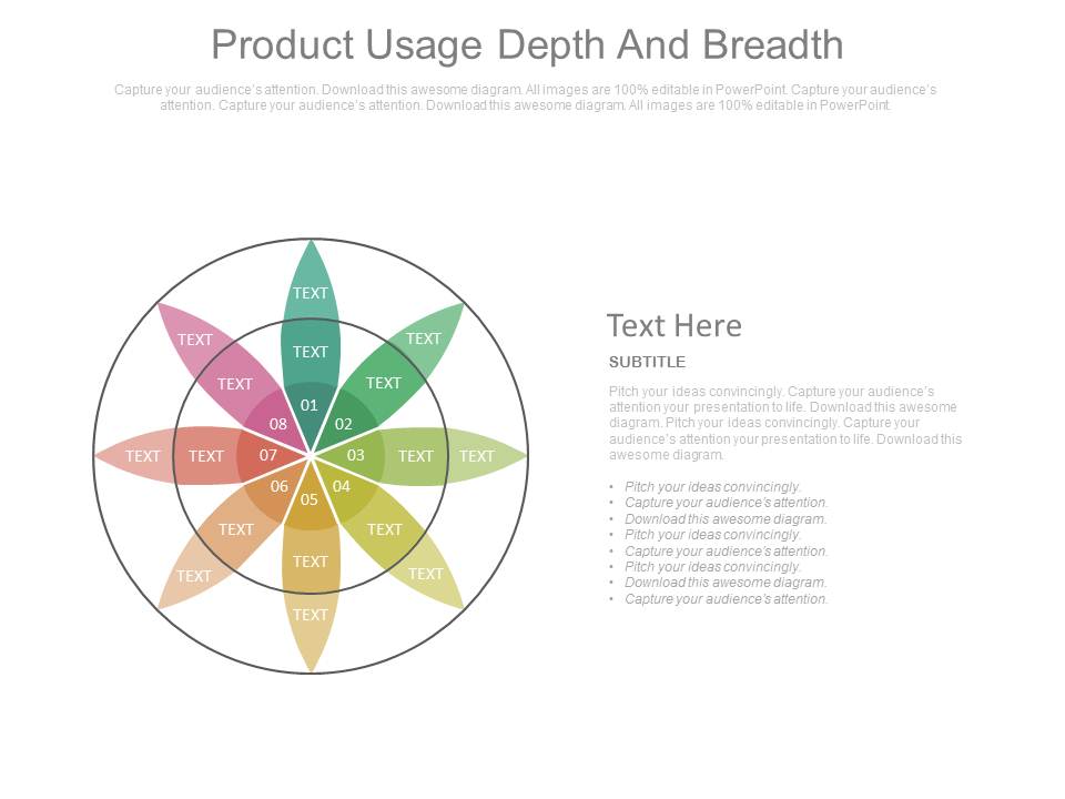 Product Usage Depth And Breadth Flower Petal Ppt Slides