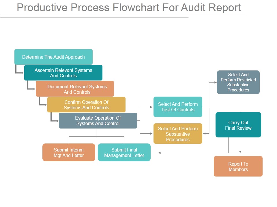 Productive Process Flowchart For Audit Report Ppt PowerPoint Presentation Samples