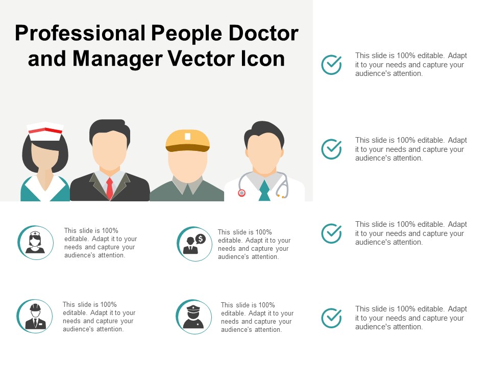 Professional People Doctor And Manager Vector Icon Ppt PowerPoint Presentation Inspiration Design Ideas