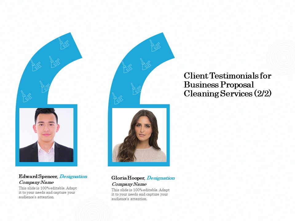 Professional Sanitation Solutions Client Testimonials For Business Proposal Cleaning Services Company Portrait PDF