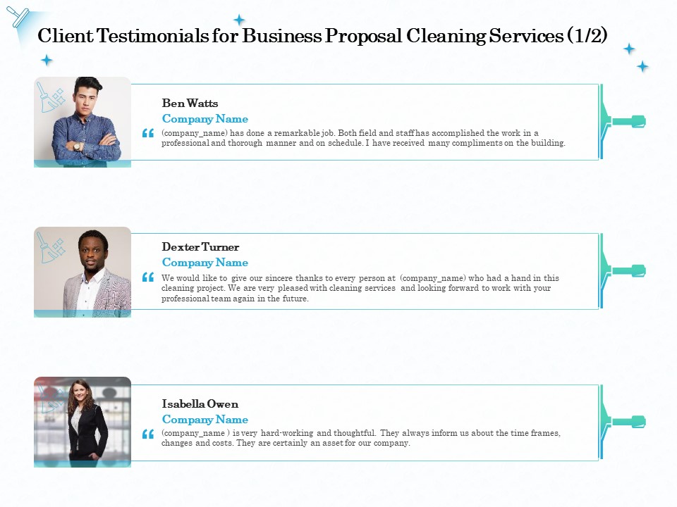 Professional Sanitation Solutions Client Testimonials For Business Proposal Cleaning Services Information PDF