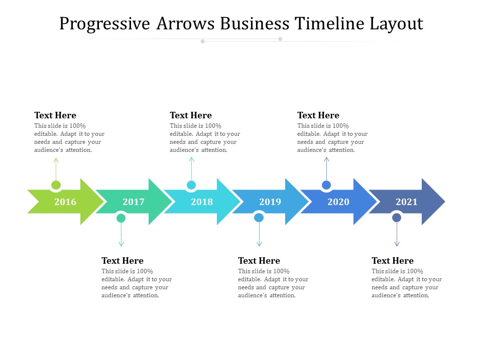 Progressive Arrows Business Timeline Layout Ppt PowerPoint Presentation Gallery Designs PDF