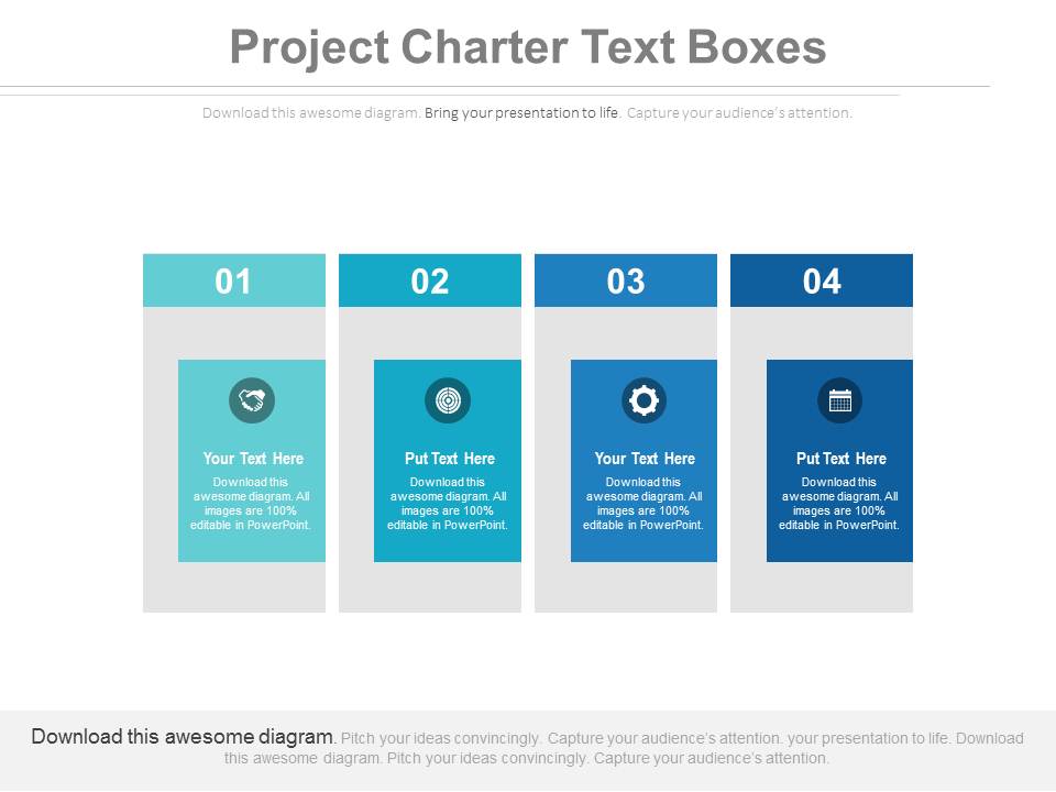 Project Charter Text Boxes Ppt Slides