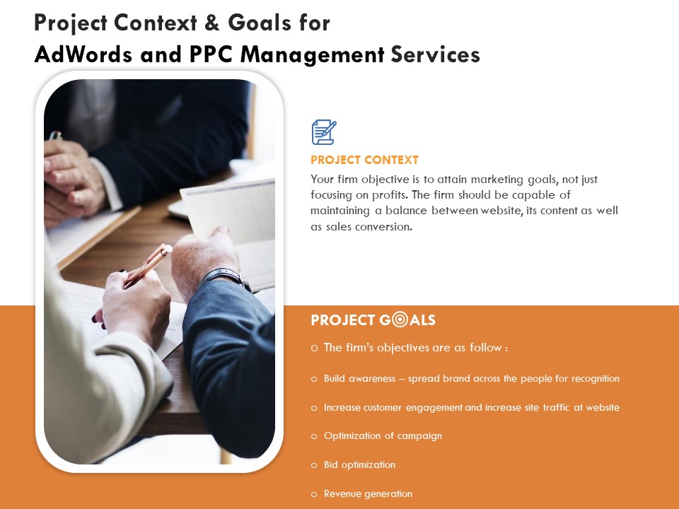 Project Context And Goals For Adwords And PPC Management Services Formats PDF