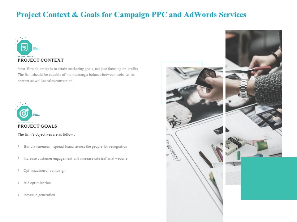 Project Context And Goals For Campaign PPC And Adwords Services Template PDF