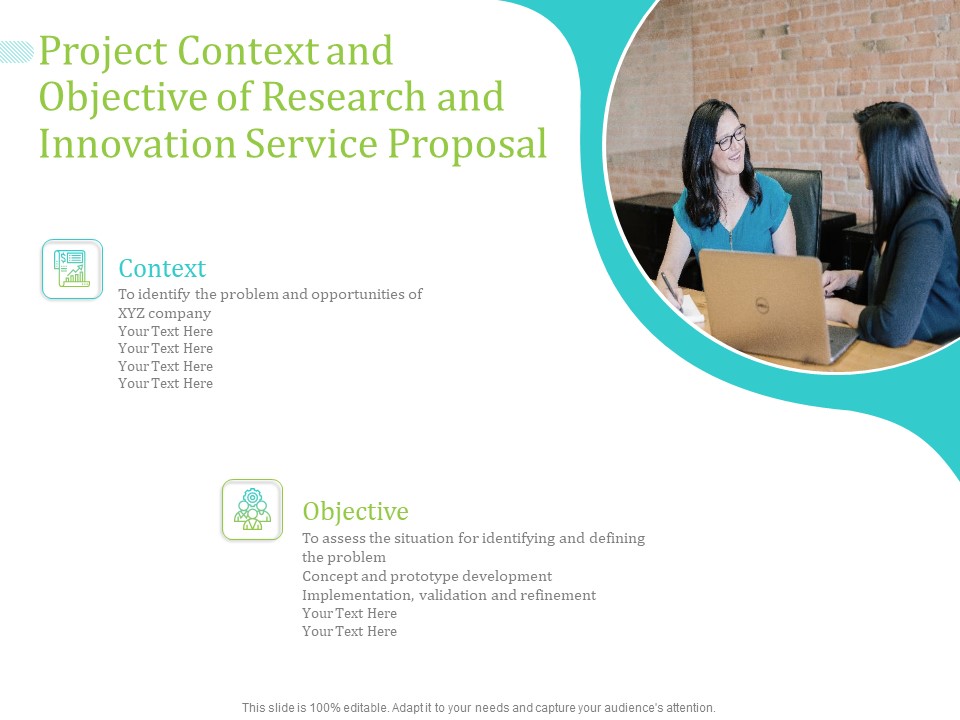 Project Context And Objective Of Research And Innovation Service Proposal Ppt PowerPoint Presentation Professional Background Designs PDF