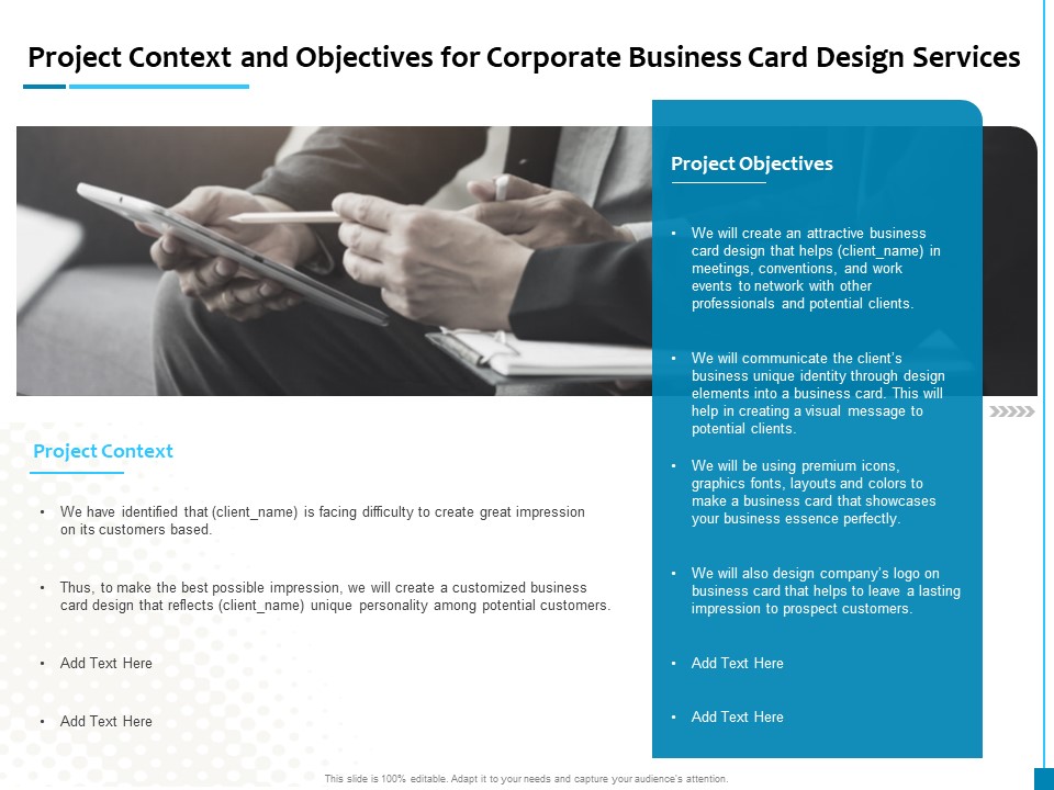 Project Context And Objectives For Corporate Business Card Design Services Guidelines PDF