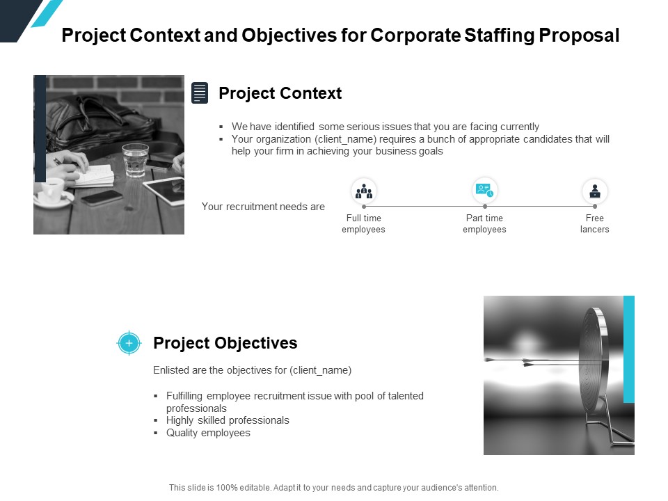 Project Context And Objectives For Corporate Staffing Proposal Ppt PowerPoint Presentation Show Example