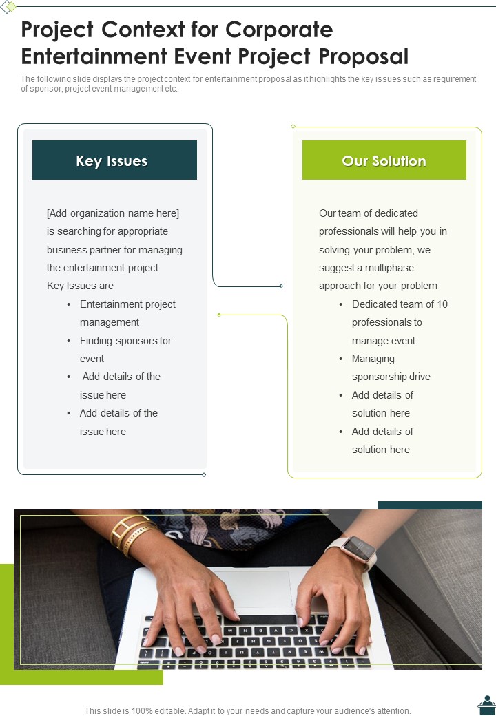 Project Context For Corporate Entertainment Event Project Proposal One Pager Sample Example Document