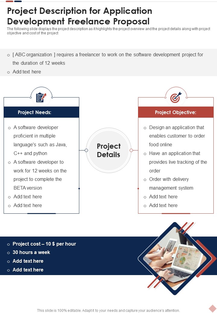 Project Description For Application Development Freelance Proposal One Pager Sample Example Document