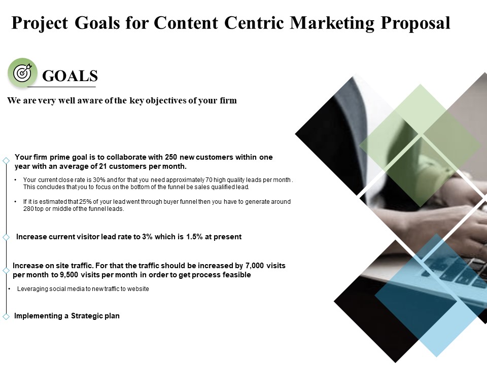 Project Goals For Content Centric Marketing Proposal Ppt PowerPoint Presentation Summary Slide Download