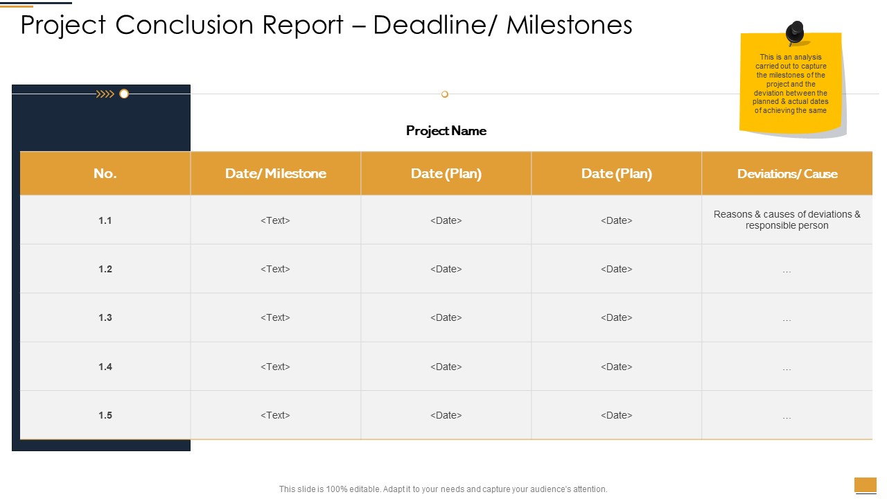 Project Ideation And Administration Project Conclusion Report Deadline Milestones Mockup PDF