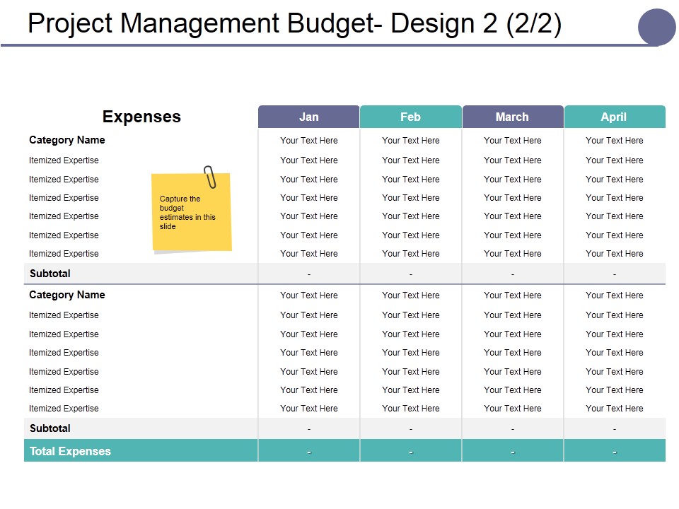 Project Management Budget Design Template Ppt PowerPoint Presentation Gallery Design Inspiration
