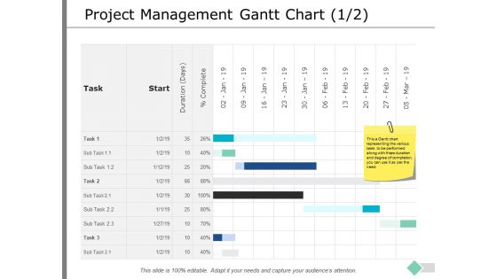Project Management Gantt Chart Business Ppt PowerPoint Presentation Inspiration Layout Ideas