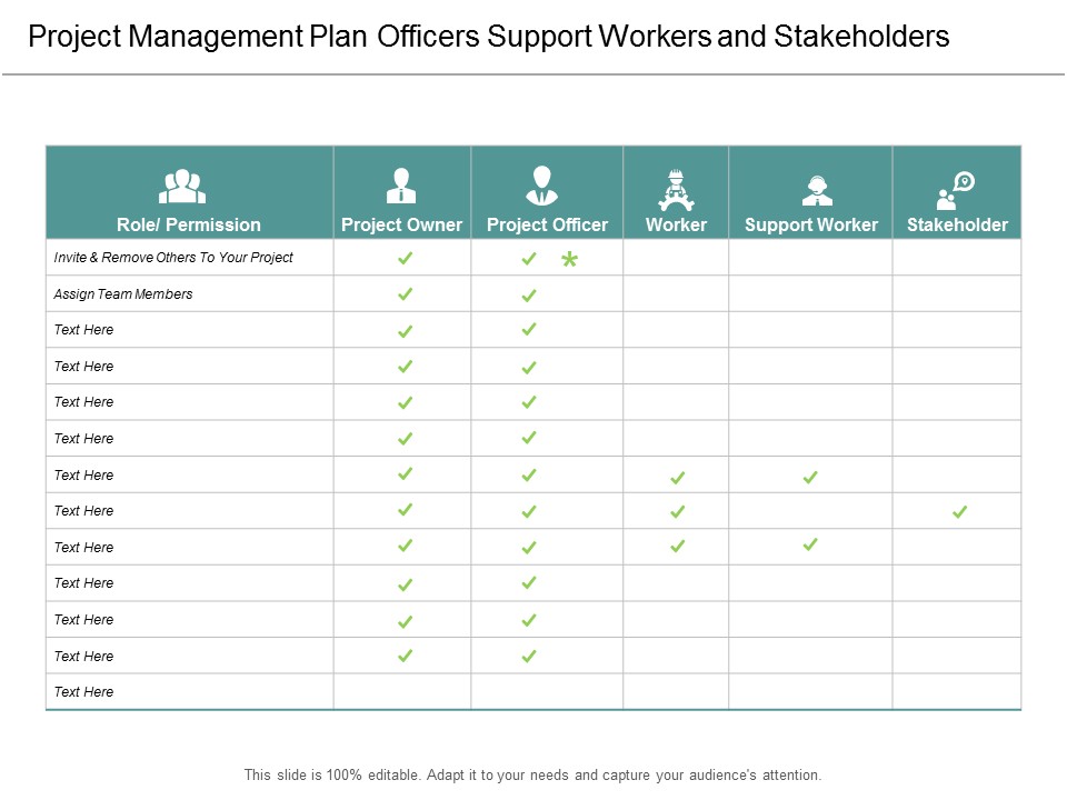 Project Management Plan Officers Support Workers And Stakeholders Ppt Powerpoint Presentation File Format Ideas