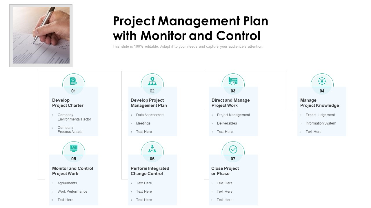 Project Management Plan With Monitor And Control Ppt PowerPoint Presentation Gallery Vector PDF