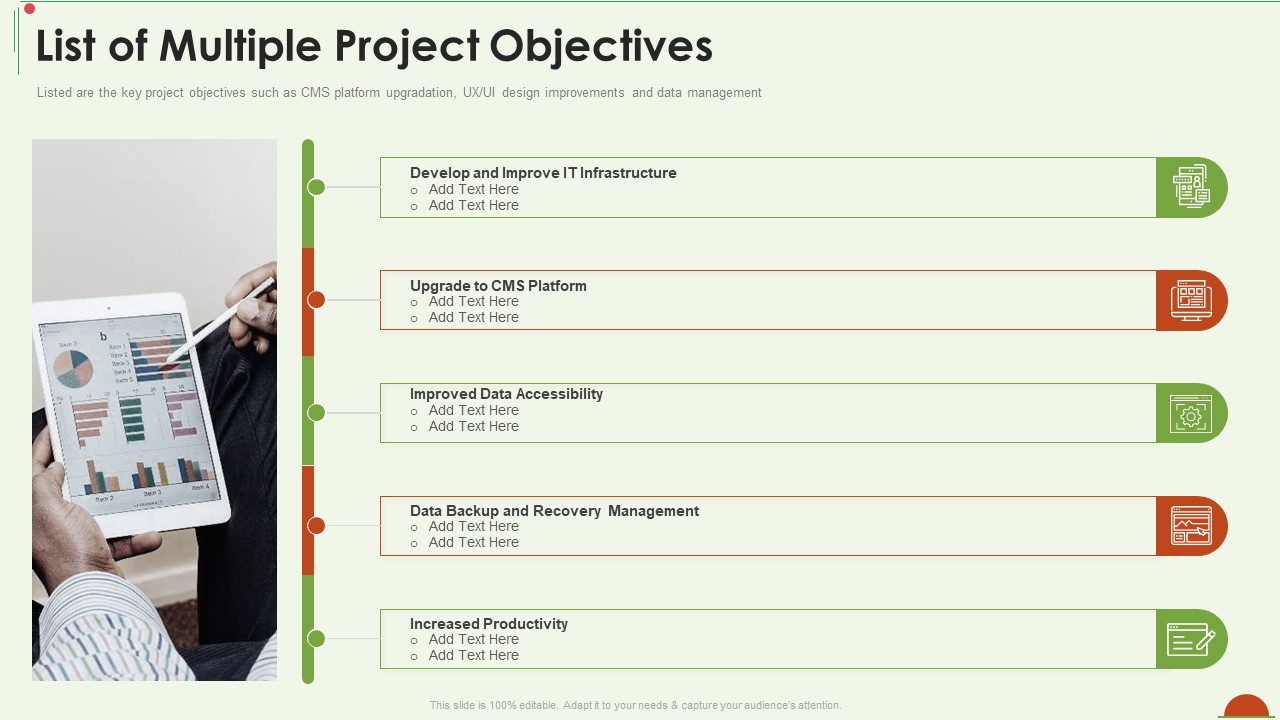 Project Management Under Supervision List Of Multiple Project Objectives Clipart PDF