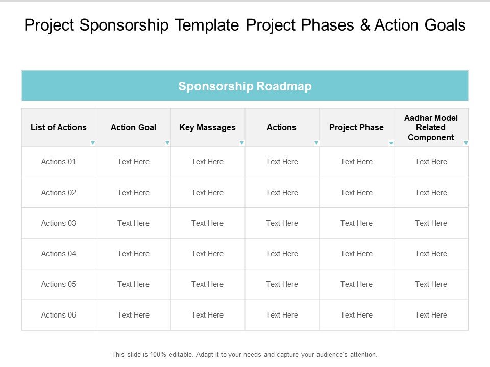 Project Sponsorship Template Project Phases And Action Goals Ppt PowerPoint Presentation Icon Infographic Template