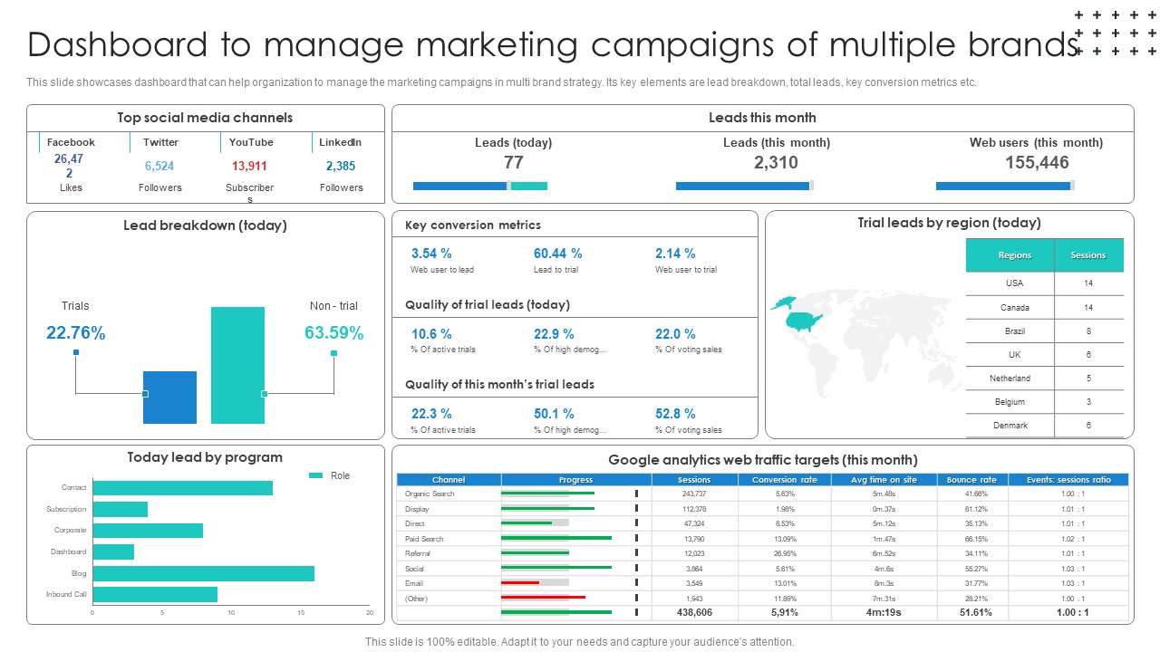 Promotional Techniques To Market Several Brands Among Target Groups Dashboard To Manage Background PDF