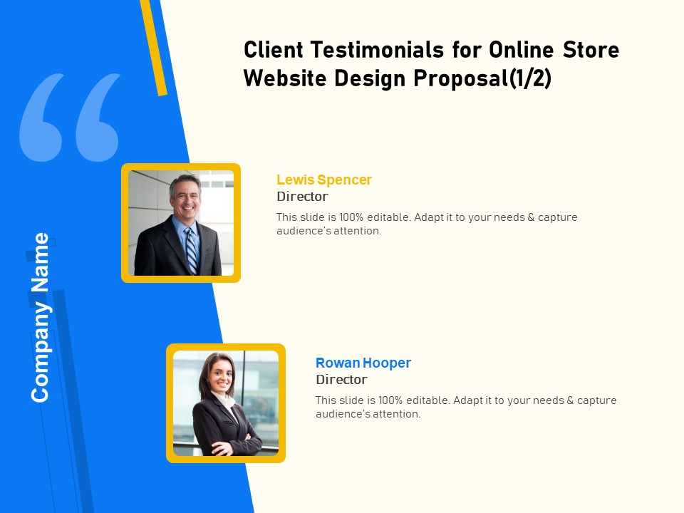 Proposal For Ecommerce Website Development Client Testimonials For Online Store Website Design Proposal Teamwork Slides PDF