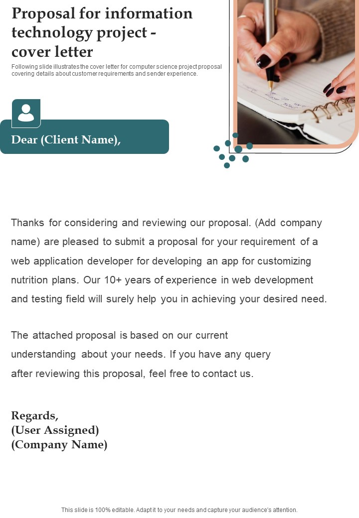 Proposal For Information Technology Project Cover Letter One Pager Sample Example Document