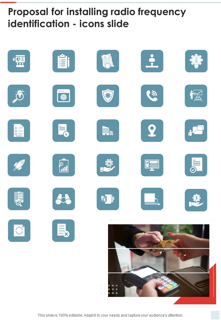 Proposal For Installing Radio Frequency Identification Icons Slide One Pager Sample Example Document