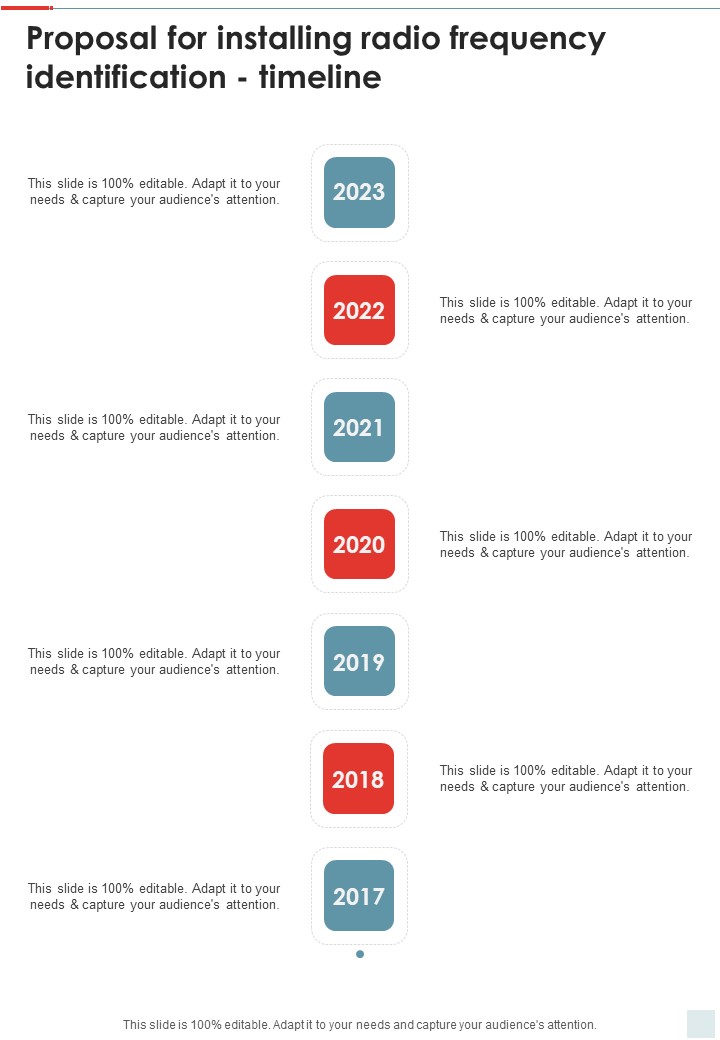 Proposal For Installing Radio Frequency Identification Timeline One Pager Sample Example Document
