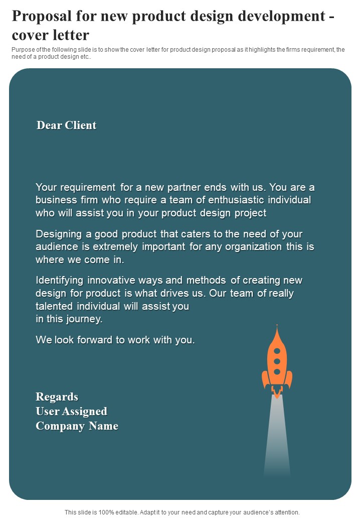 Proposal For New Product Design Development Cover Letter One Pager Sample Example Document