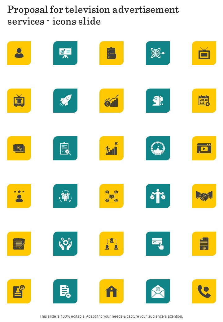 Proposal For Television Advertisement Services Icons Slide One Pager Sample Example Document