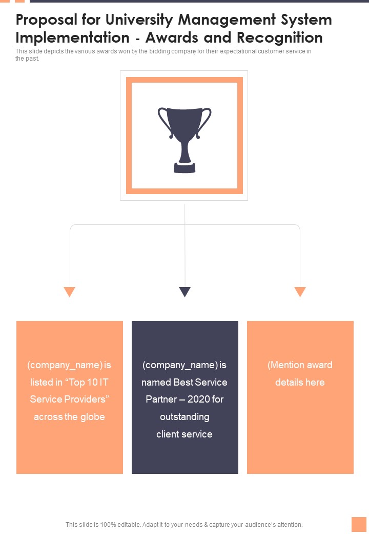 Proposal For University Management System Implementation Awards And Recognition Wd One Pager Sample Example Document