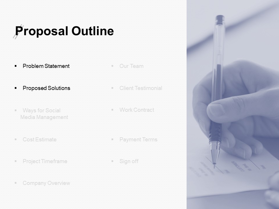 Proposal Outline Slide Problem Statement Ppt PowerPoint Presentation Ideas Slide Download