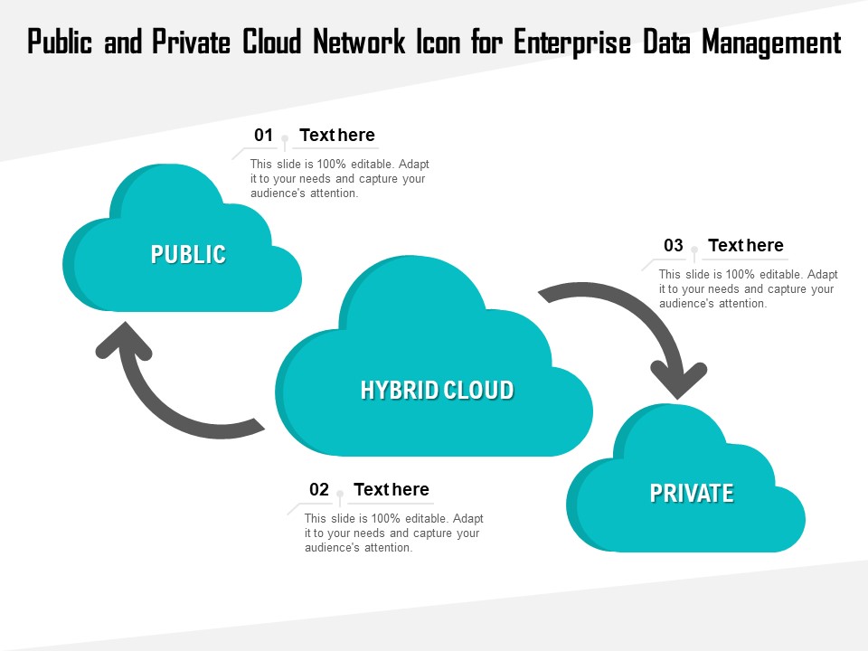 Public And Private Cloud Network Icon For Enterprise Data Management Ppt PowerPoint Presentation Portfolio Aids PDF