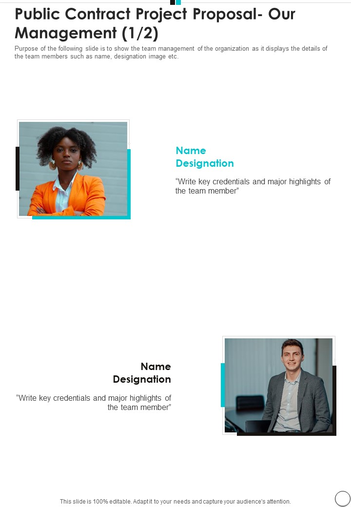 Public Contract Project Proposal Our Management One Pager Sample Example Document
