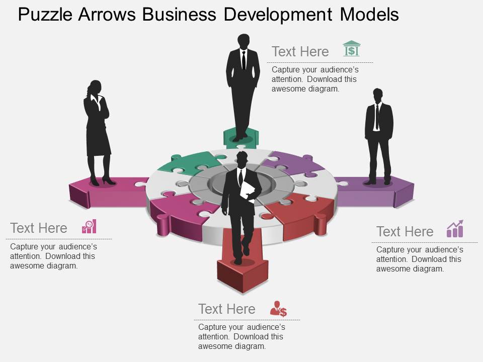 Puzzle Arrows Business Development Models Powerpoint Template