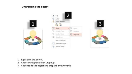 Puzzle Circle Around Idea Bulb Powerpoint Template