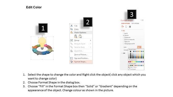 Puzzle Circle Around Idea Bulb Powerpoint Template