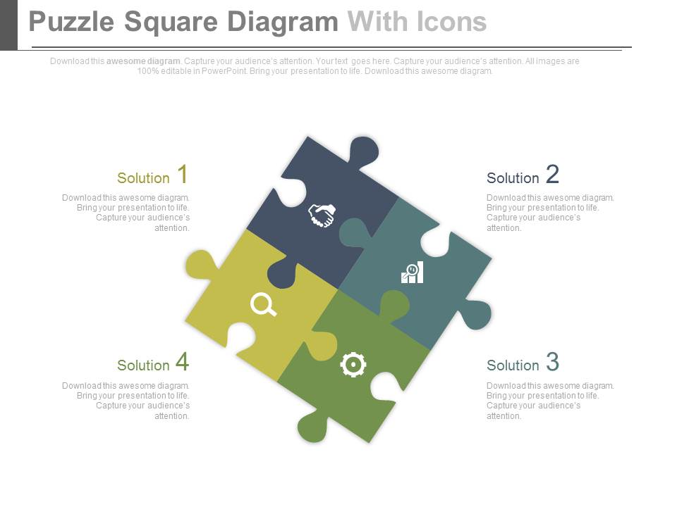 Puzzle Square Diagram With Icons Powerpoint Slides