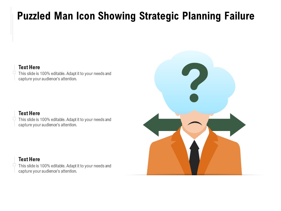 Puzzled Man Icon Showing Strategic Planning Failure Ppt PowerPoint Presentation Gallery Format PDF