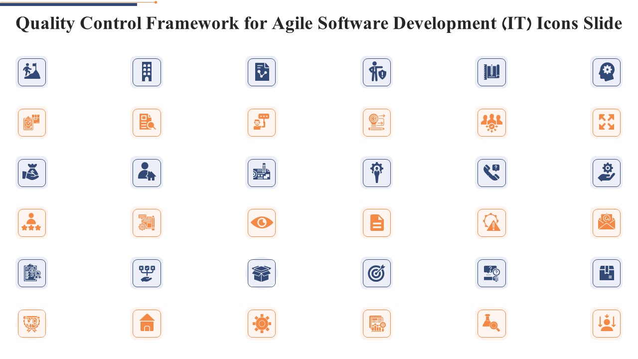 Quality Control Framework For Agile Software Development IT Icons Slide Template PDF