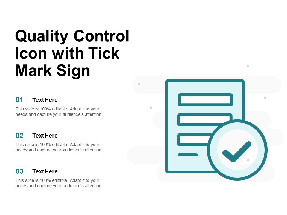 Quality Control Icon With Tick Mark Sign Ppt PowerPoint Presentation File Rules PDF