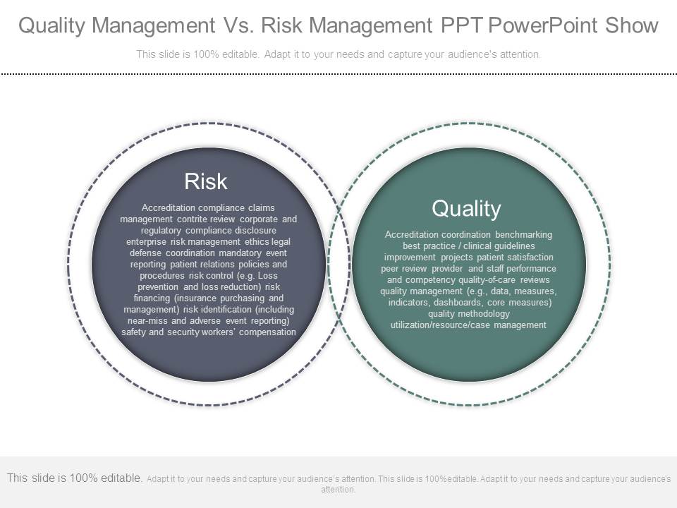 Quality Management Vs Risk Management Ppt Powerpoint Show